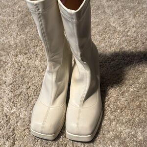 Retro White Platform Boots